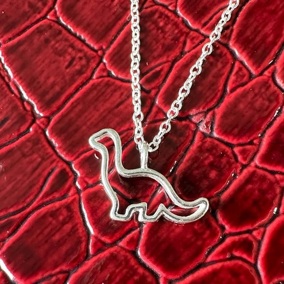 Sterling Silver Dainty Dinosaur Necklace - Picture 11 of 16
